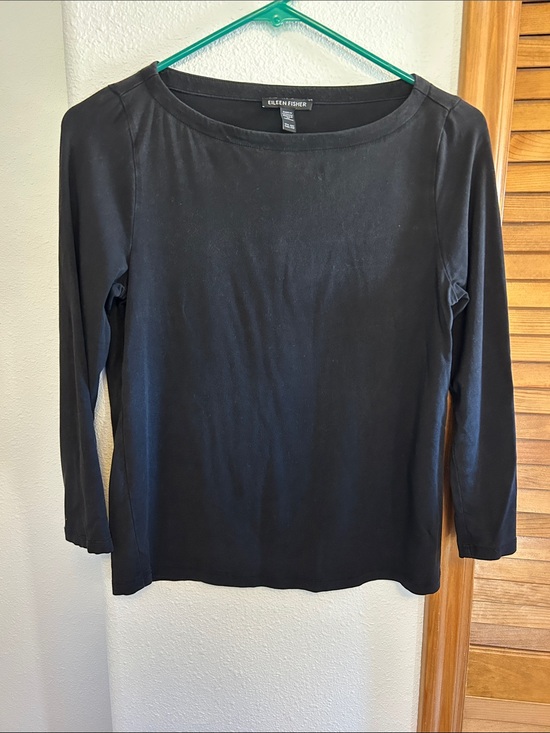Eileen Fisher Tops - Eileen Fisher Black Long-Sleeve Boatneck Tee
